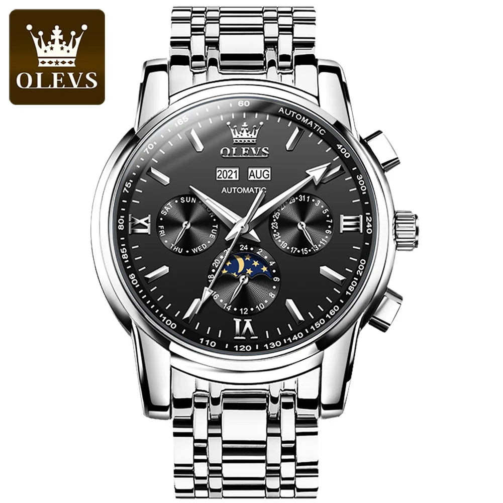Men Watch Olevs 6633 Automatic Mechanical Oem Watch Top Brand Stainless Steel Luxury Reloj Hombres Calendar Men Wrist Watch
