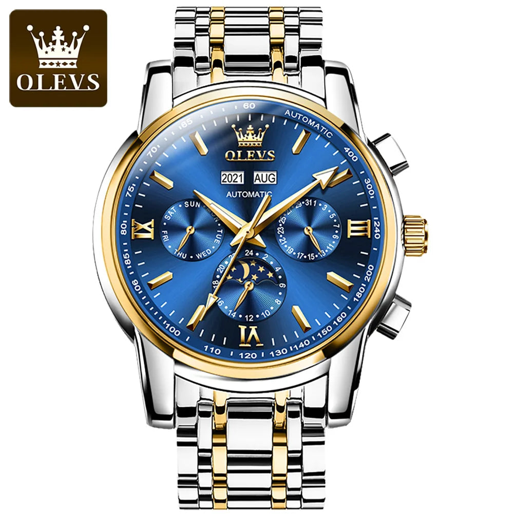 Men Watch Olevs 6633 Automatic Mechanical Oem Watch Top Brand Stainless Steel Luxury Reloj Hombres Calendar Men Wrist Watch