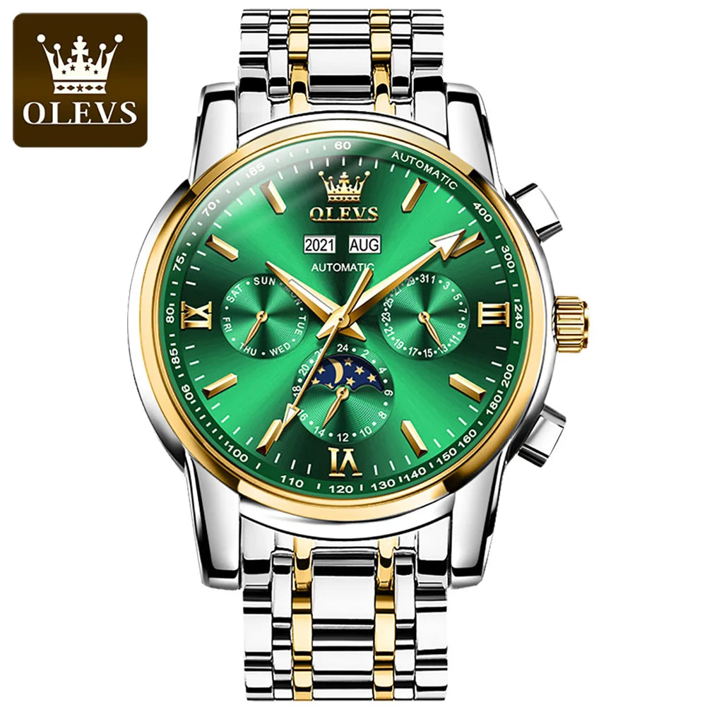Men Watch Olevs 6633 Automatic Mechanical Oem Watch Top Brand Stainless Steel Luxury Reloj Hombres Calendar Men Wrist Watch
