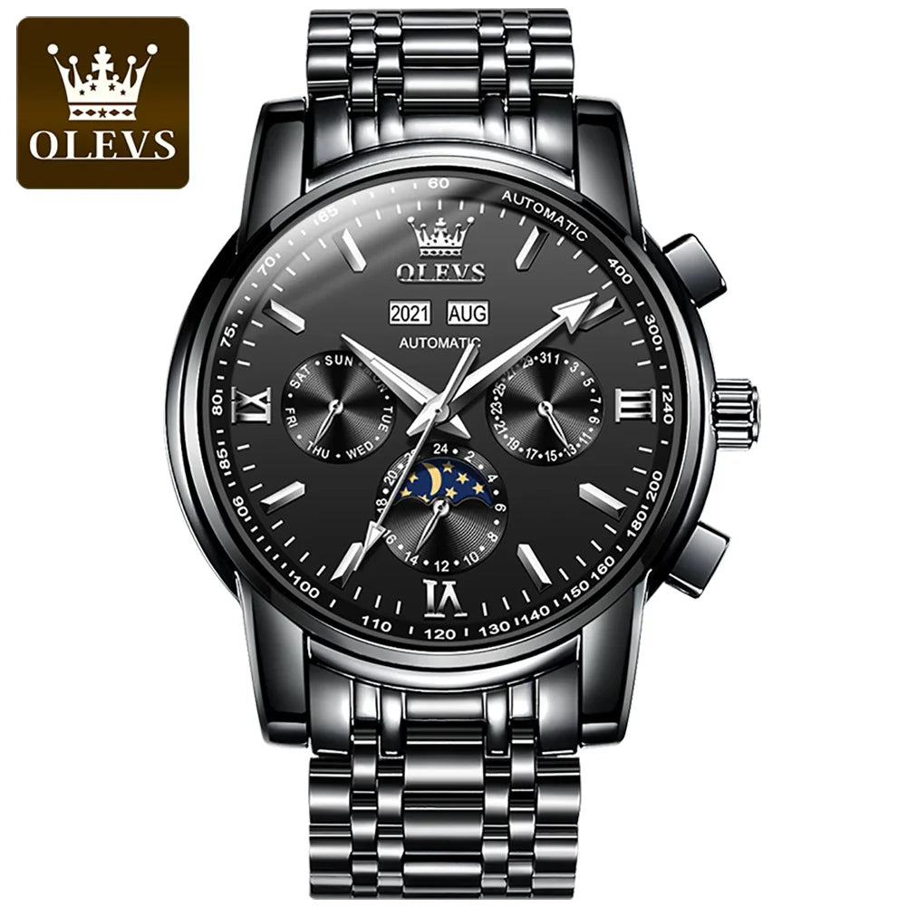 Men Watch Olevs 6633 Automatic Mechanical Oem Watch Top Brand Stainless Steel Luxury Reloj Hombres Calendar Men Wrist Watch