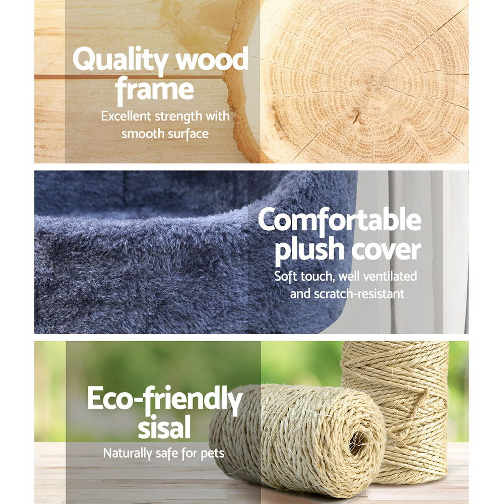 NNEDSZ Cat Tree 126cm Trees Scratching Post Scratcher Tower Condo House Furniture Wood-3