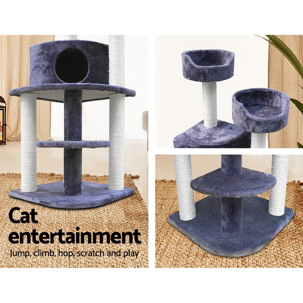 NNEDSZ Cat Tree 126cm Trees Scratching Post Scratcher Tower Condo House Furniture Wood-4